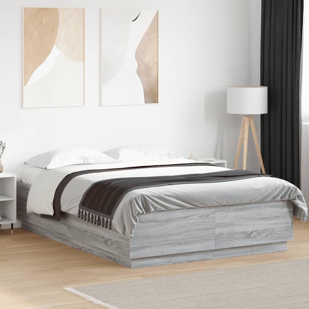 vidaXL Estructura de cama madera de ingeniería gris Sonoma 120x200 cm