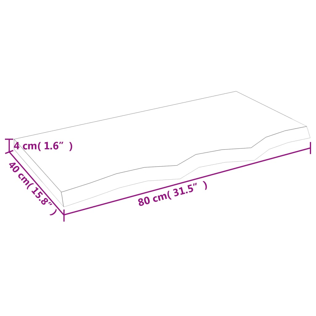 vidaXL Tablero de mesa madera maciza roble sin tratar 80x40x(2-4) cm