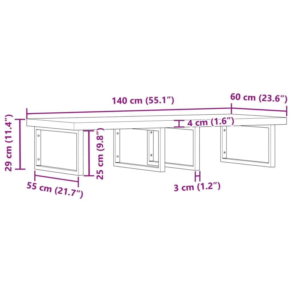 vidaXL Estante de lavabo de pared acero y madera maciza de acacia