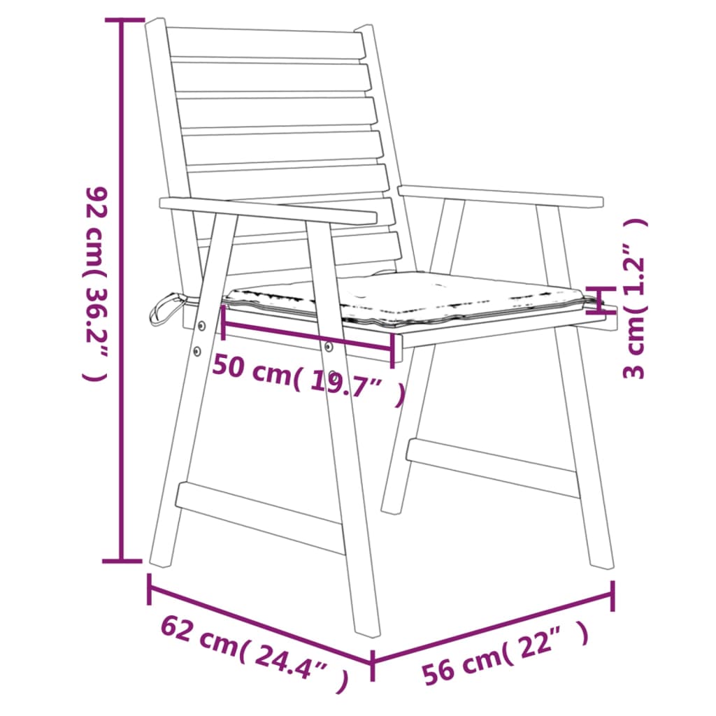 vidaXL Sillas de comedor jardín con cojines 4 uds madera maciza acacia