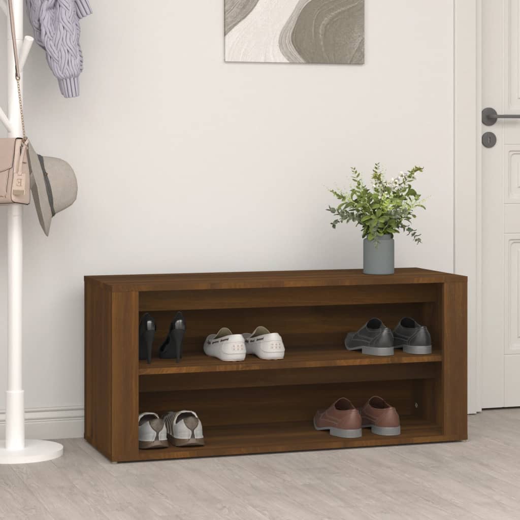 vidaXL Mueble zapatero madera contrachapada marrón roble 100x35x45 cm