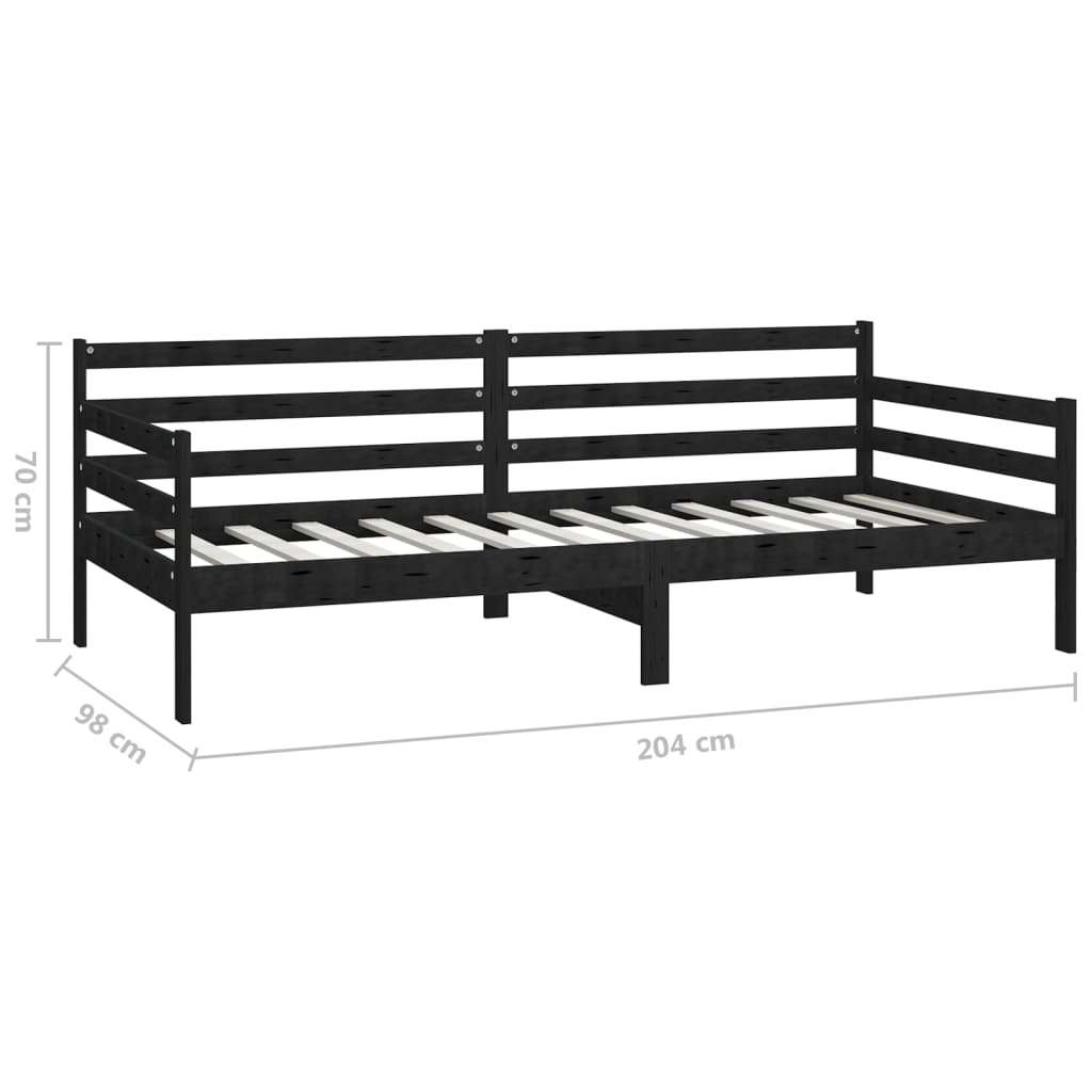 vidaXL Sofá cama con colchón madera de pino maciza negro 90x200 cm