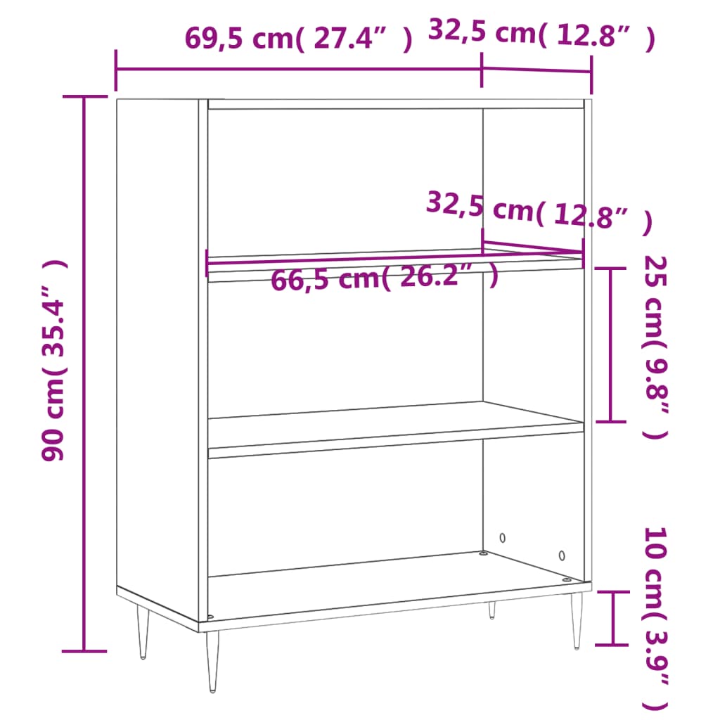 vidaXL Estantería madera de ingeniería blanco 69,5x32,5x90 cm