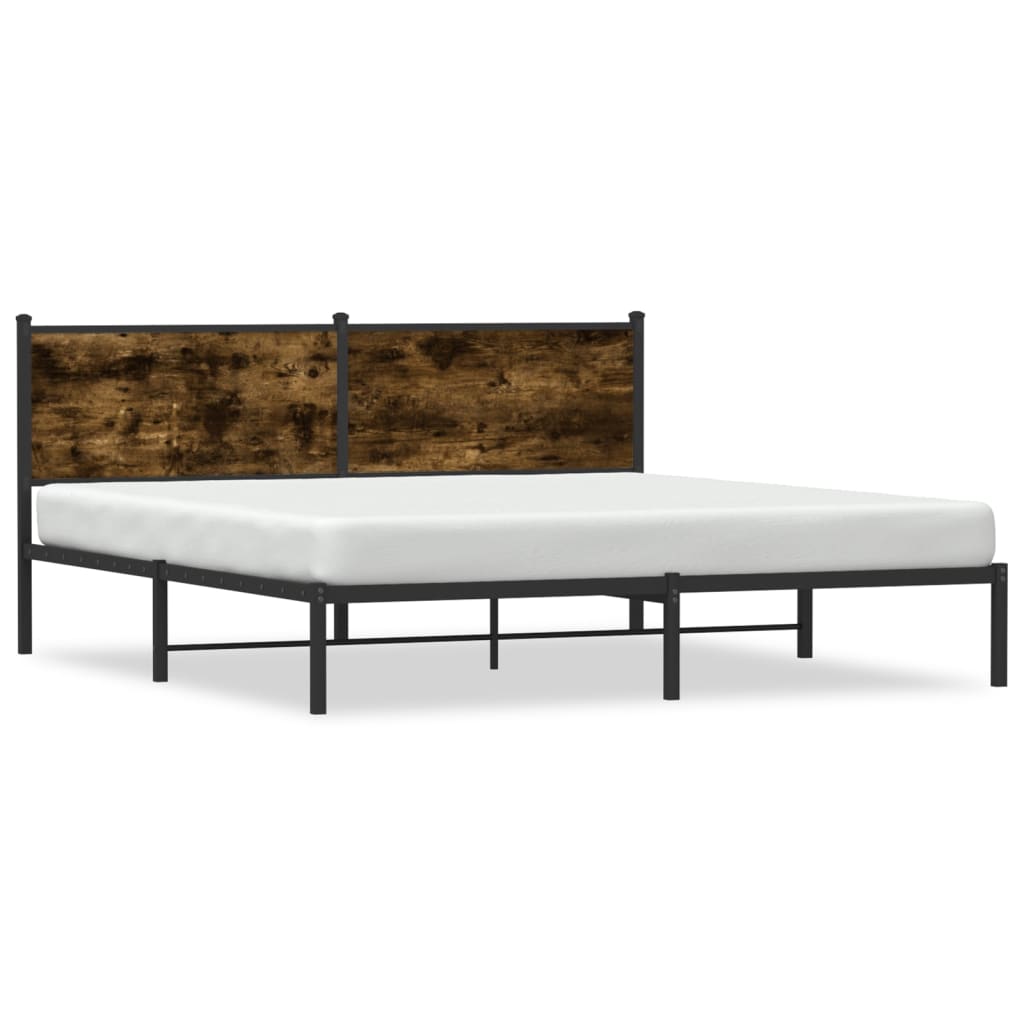 vidaXL Estructura de cama sin colchón metal roble ahumado 160x200 cm