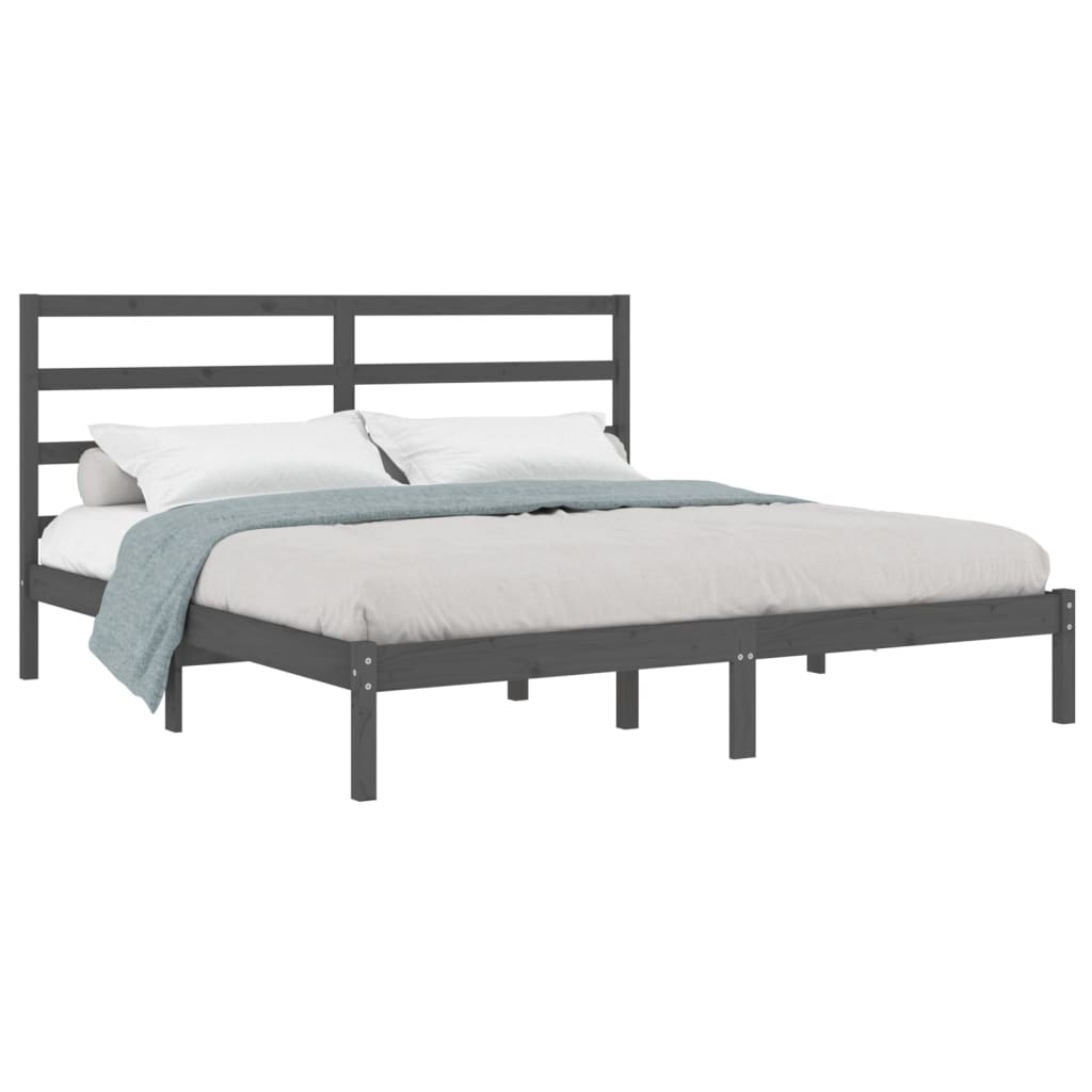 vidaXL Estructura de cama de madera maciza de pino gris 200x200 cm