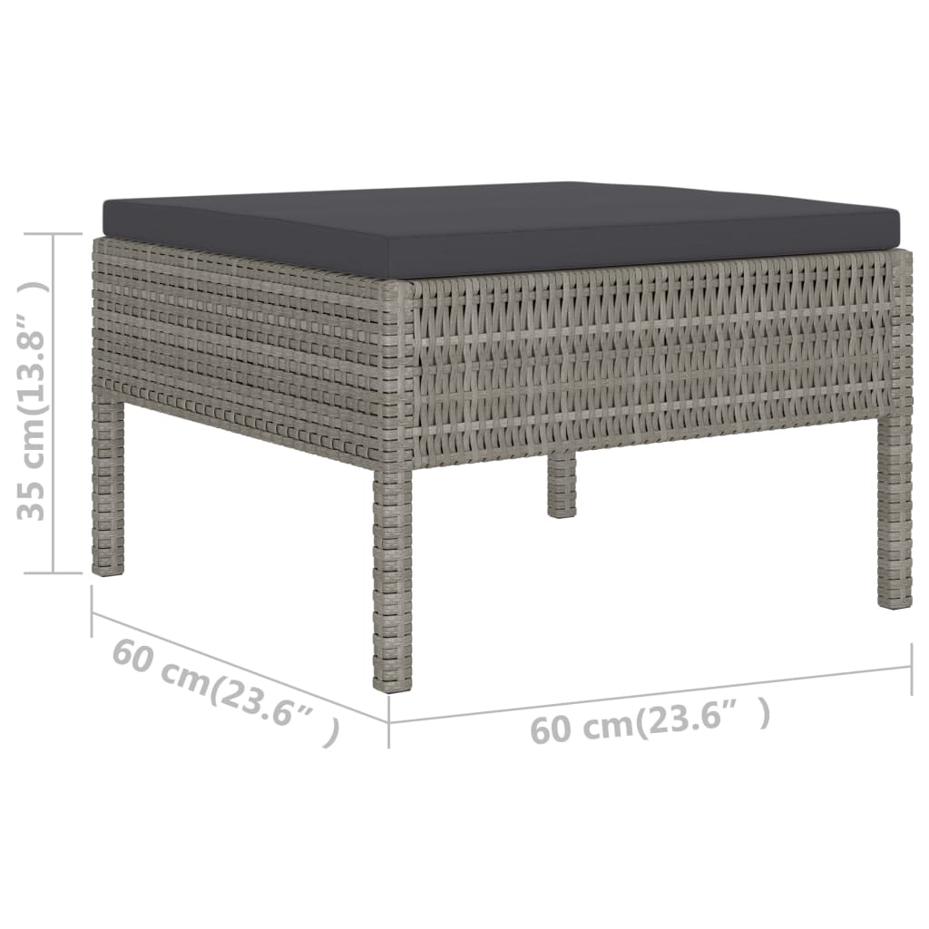 vidaXL Set de muebles de jardín 6 pzas y cojines ratán sintético gris