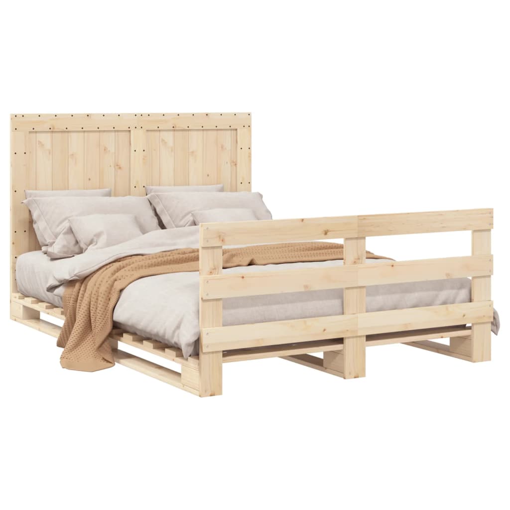 vidaXL Estructura de cama con cabecero madera maciza pino 140x200 cm