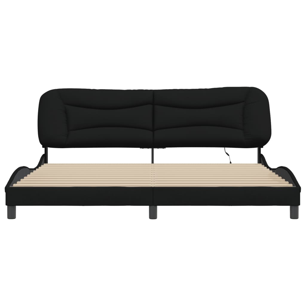 vidaXL Estructura de cama con luces LED tela negro 200x200 cm