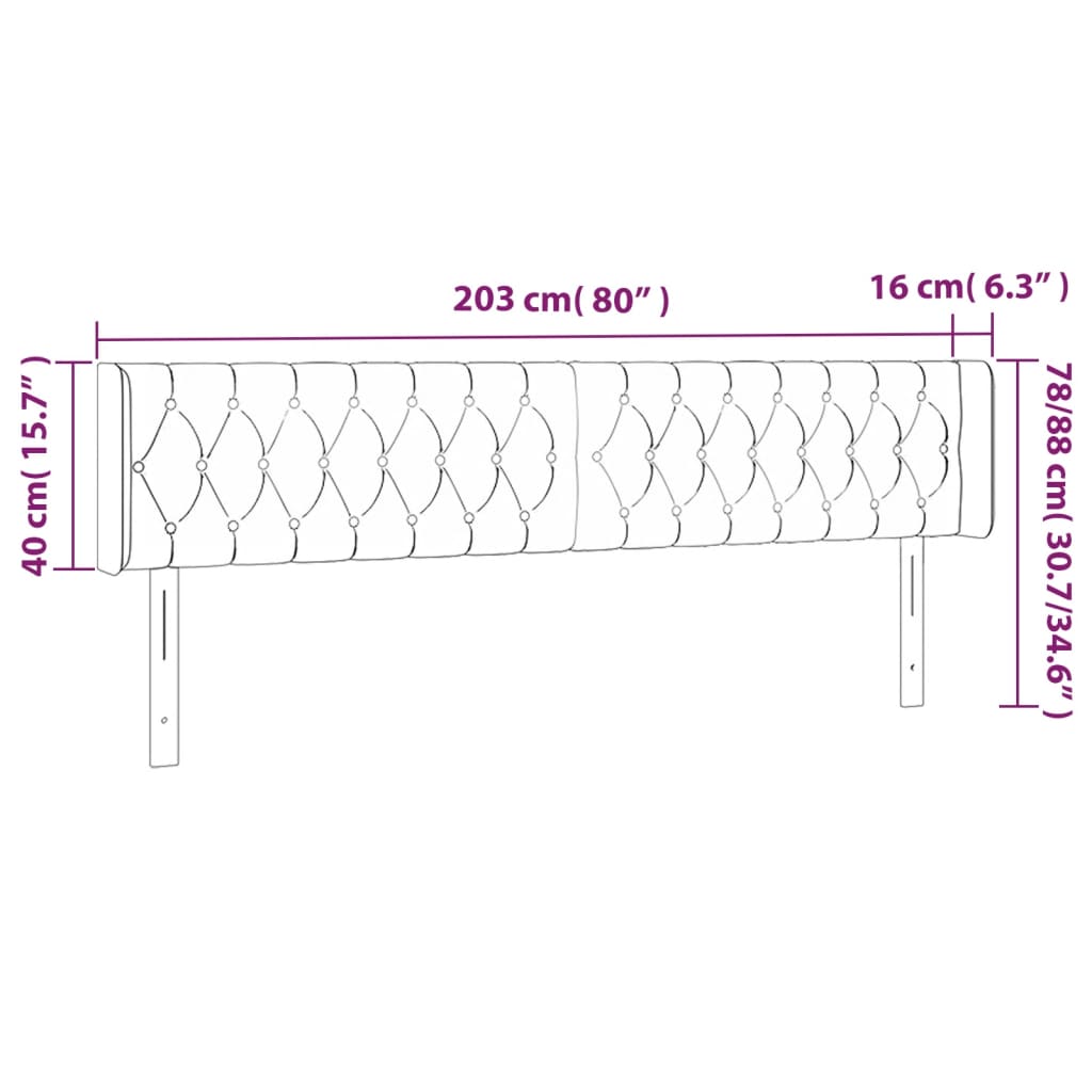 vidaXL Cabecero con LED de tela azul 203x16x78/88 cm