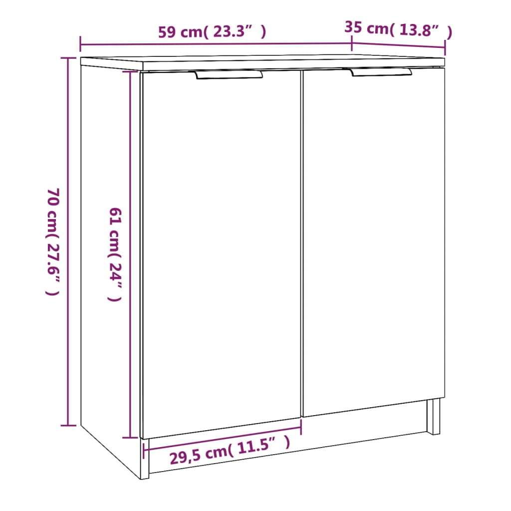 vidaXL Mueble zapatero madera contrachapada roble sonoma 59x35x70 cm