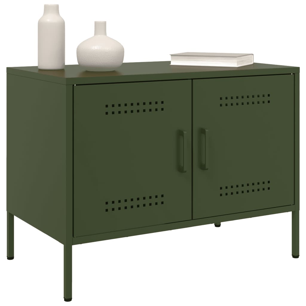 vidaXL Mueble de TV de acero verde oliva 68x39x50,5 cm