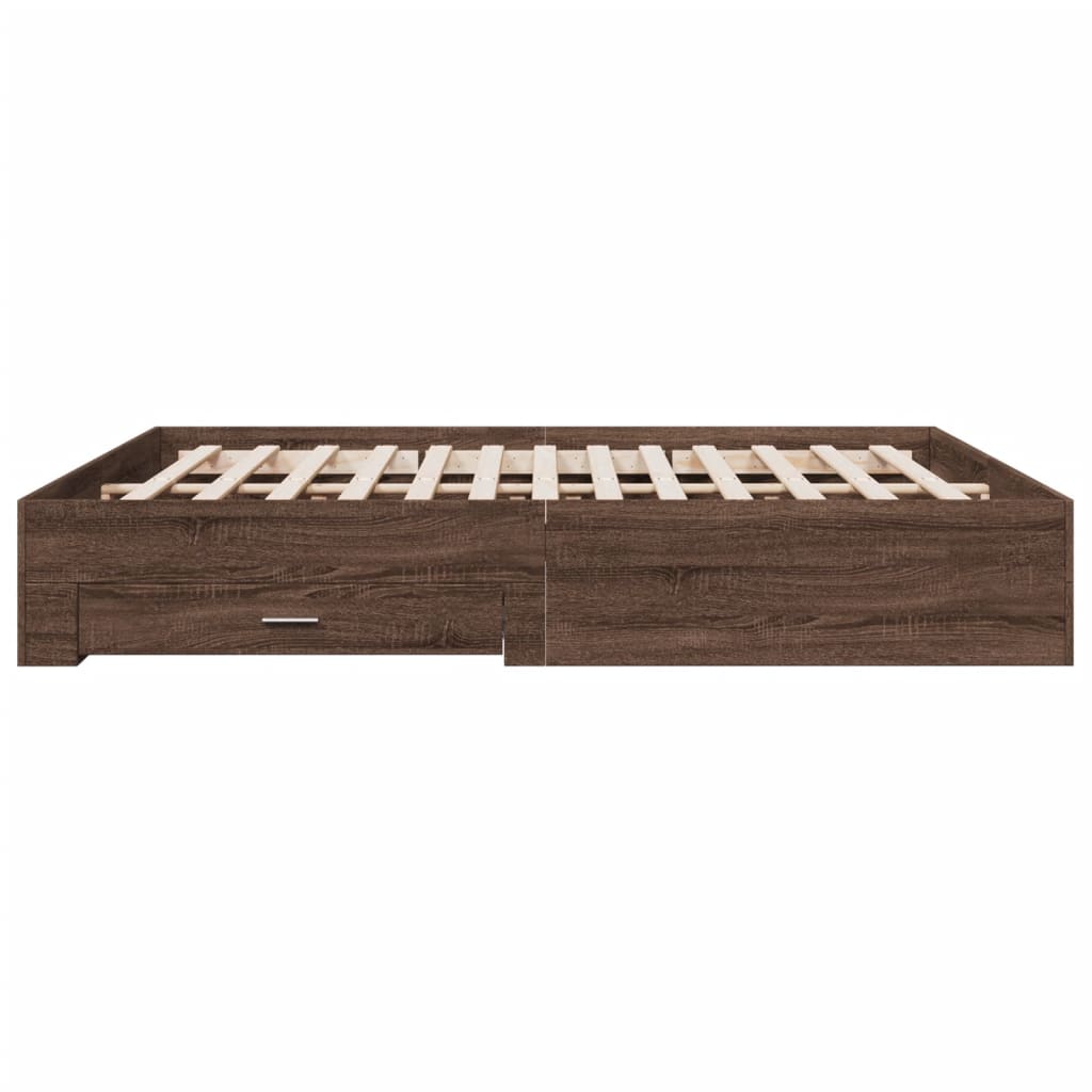 vidaXL Cama con cajones madera ingeniería marrón roble 180x200 cm