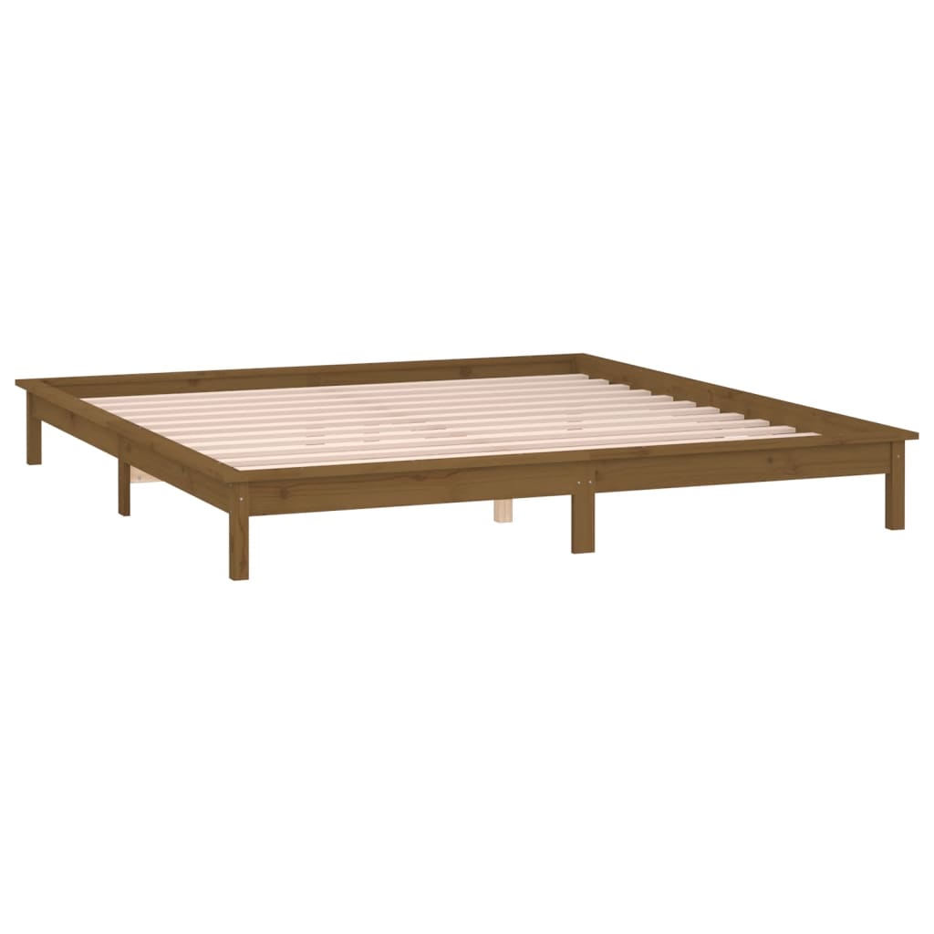 vidaXL Estructura de cama con LED madera maciza marrón miel 200x200 cm