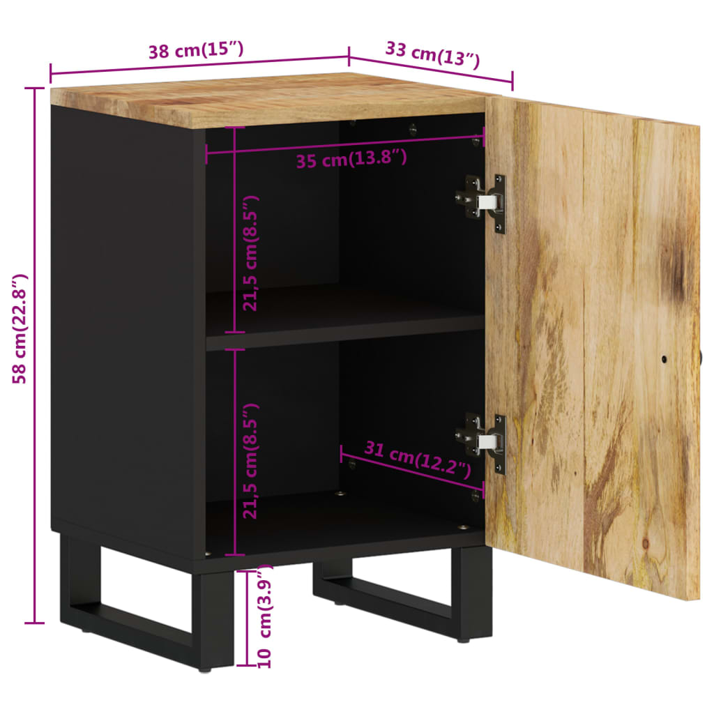 vidaXL Mueble de baño madera maciza de mango 38x33x58 cm