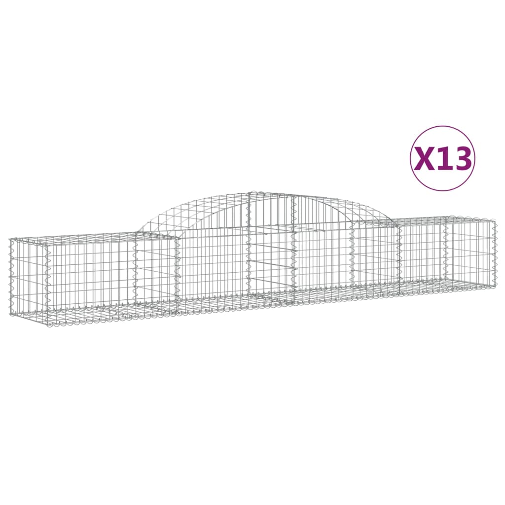 vidaXL Cestas de gaviones 13 uds forma de arco hierro 300x50x40/60 cm