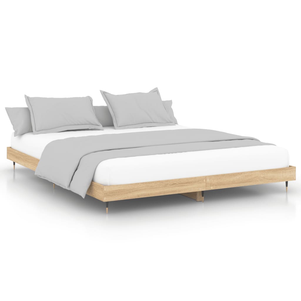 vidaXL Estructura de cama madera de ingeniería roble Sonoma 200x200 cm