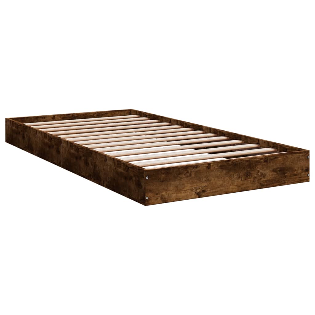 vidaXL Estructura de cama sin colchón madera roble ahumado 90x190 cm