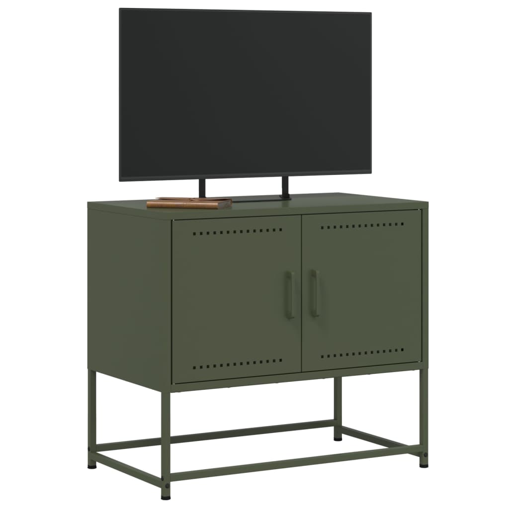 vidaXL Mueble para TV de acero verde oliva 68,5x39x60,5 cm