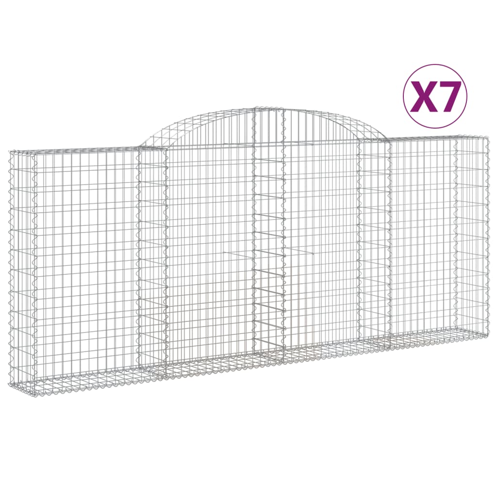 vidaXL Cestas de gaviones 7 uds forma de arco hierro 300x30x120/140 cm