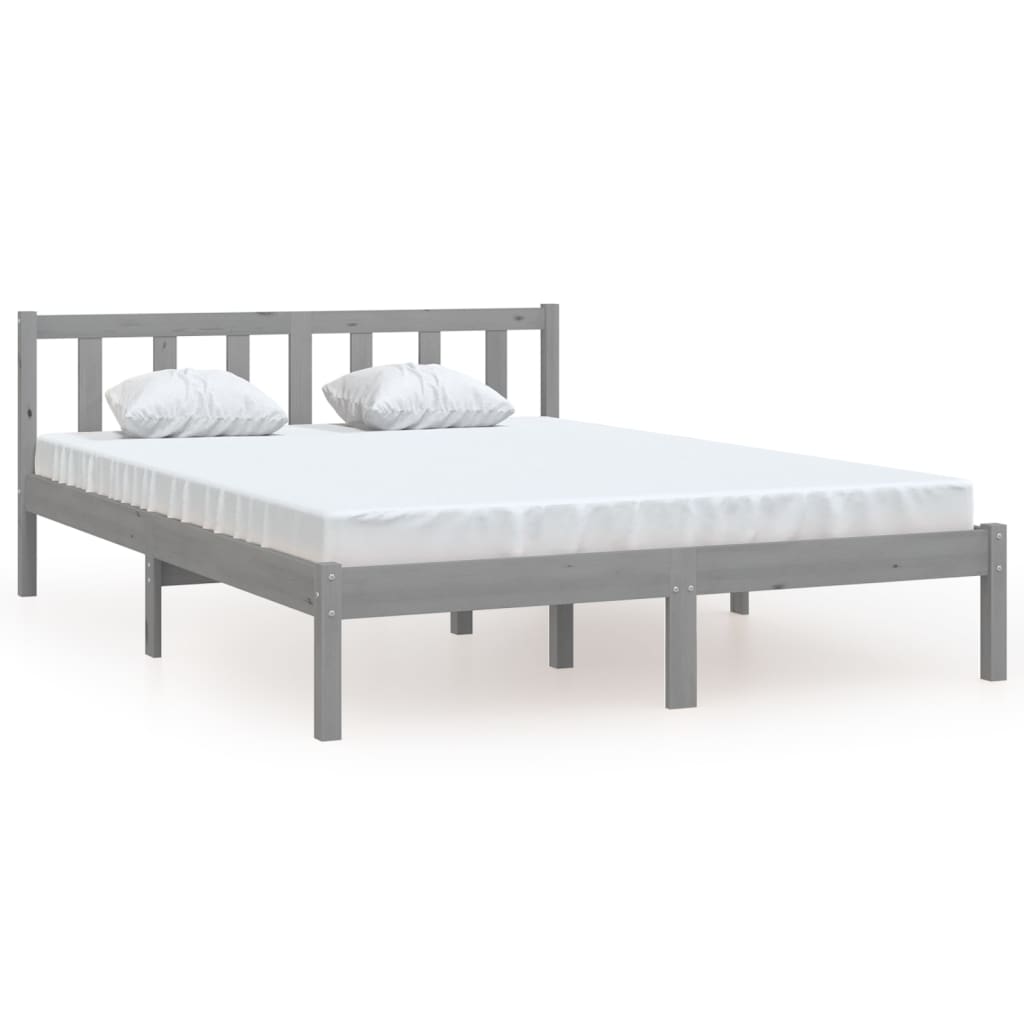 vidaXL Estructura de cama madera maciza de pino gris 120x200 cm