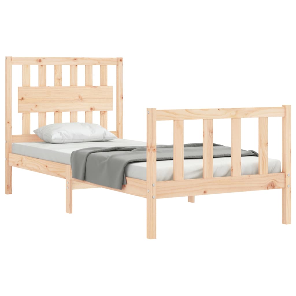 vidaXL Estructura de cama con cabecero madera maciza