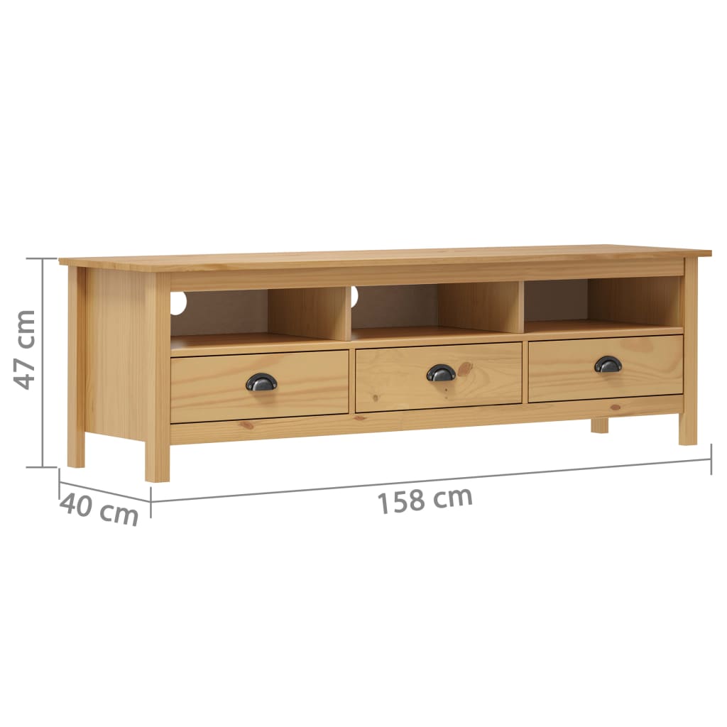 vidaXL Mueble de TV Hill madera maciza pino marrón miel 158x40x47 cm