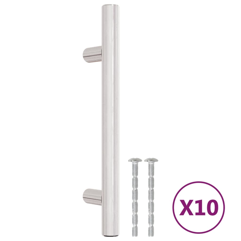 vidaXL Tiradores para armarios 10 uds acero inoxidable plateado 96 mm