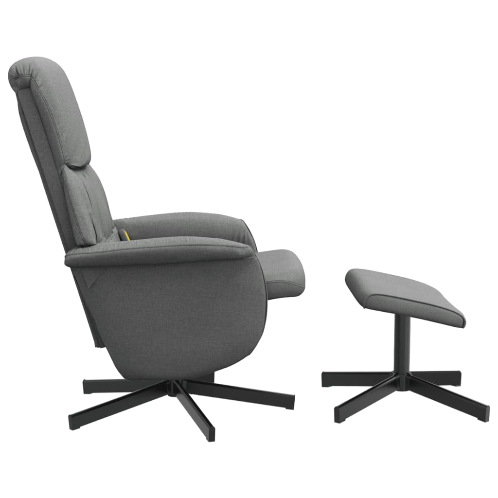 vidaXL Sillón reclinable de masaje con reposapiés tela gris oscuro