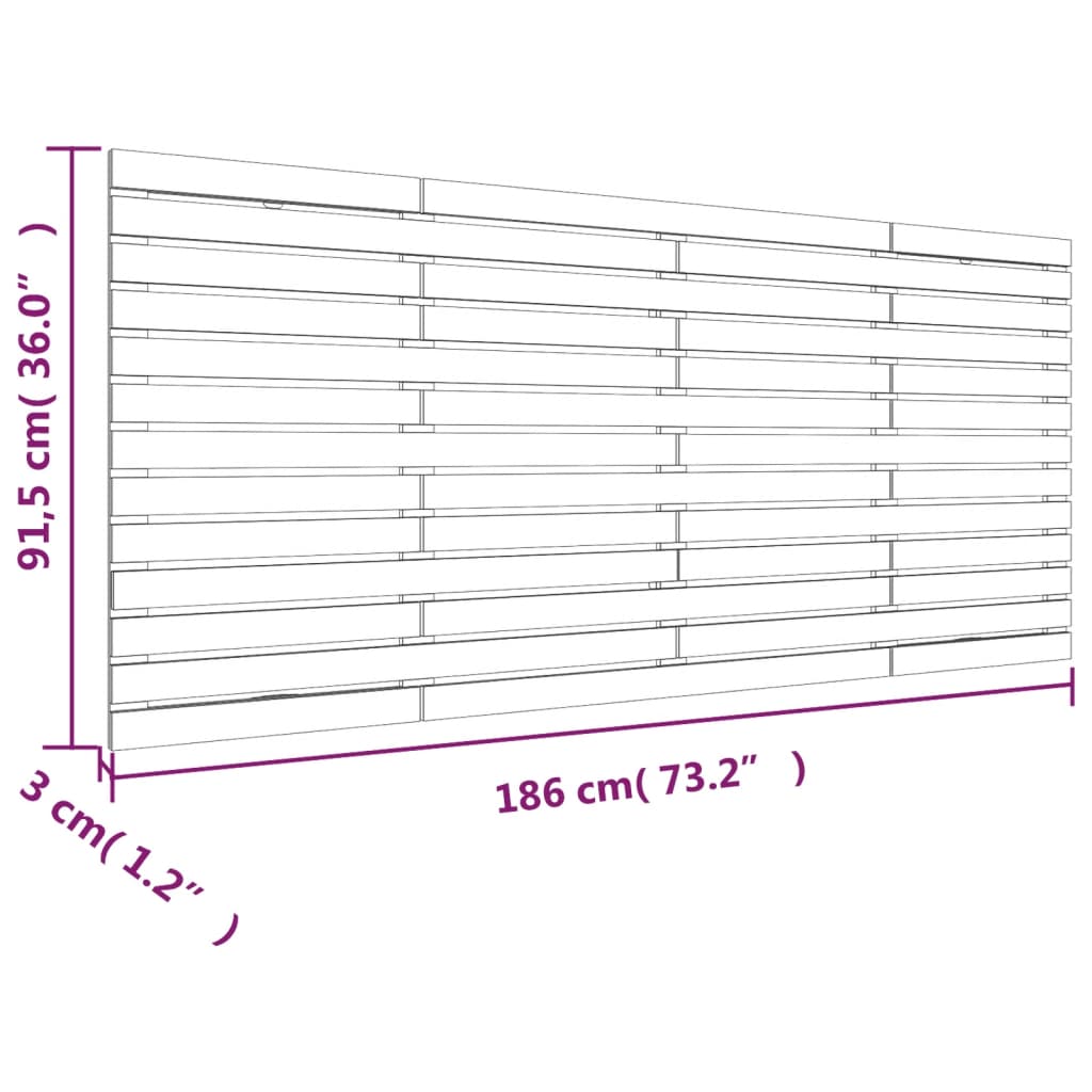 vidaXL Cabecero cama pared madera maciza pino marrón miel 186x3x91,5cm