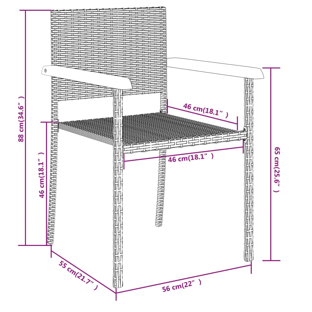 vidaXL Juego de comedor para jardín 5 piezas negro