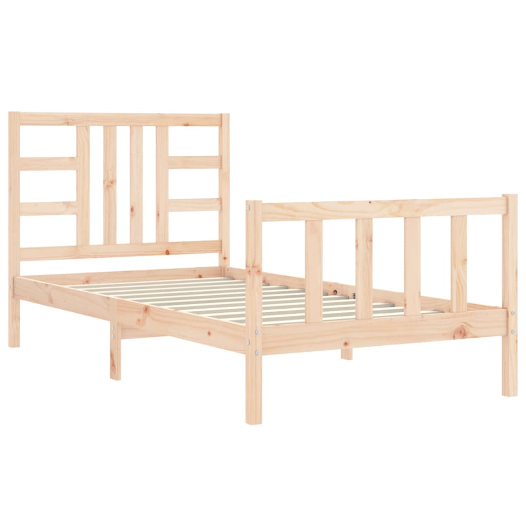 vidaXL Estructura de cama con cabecero madera maciza 90x190 cm