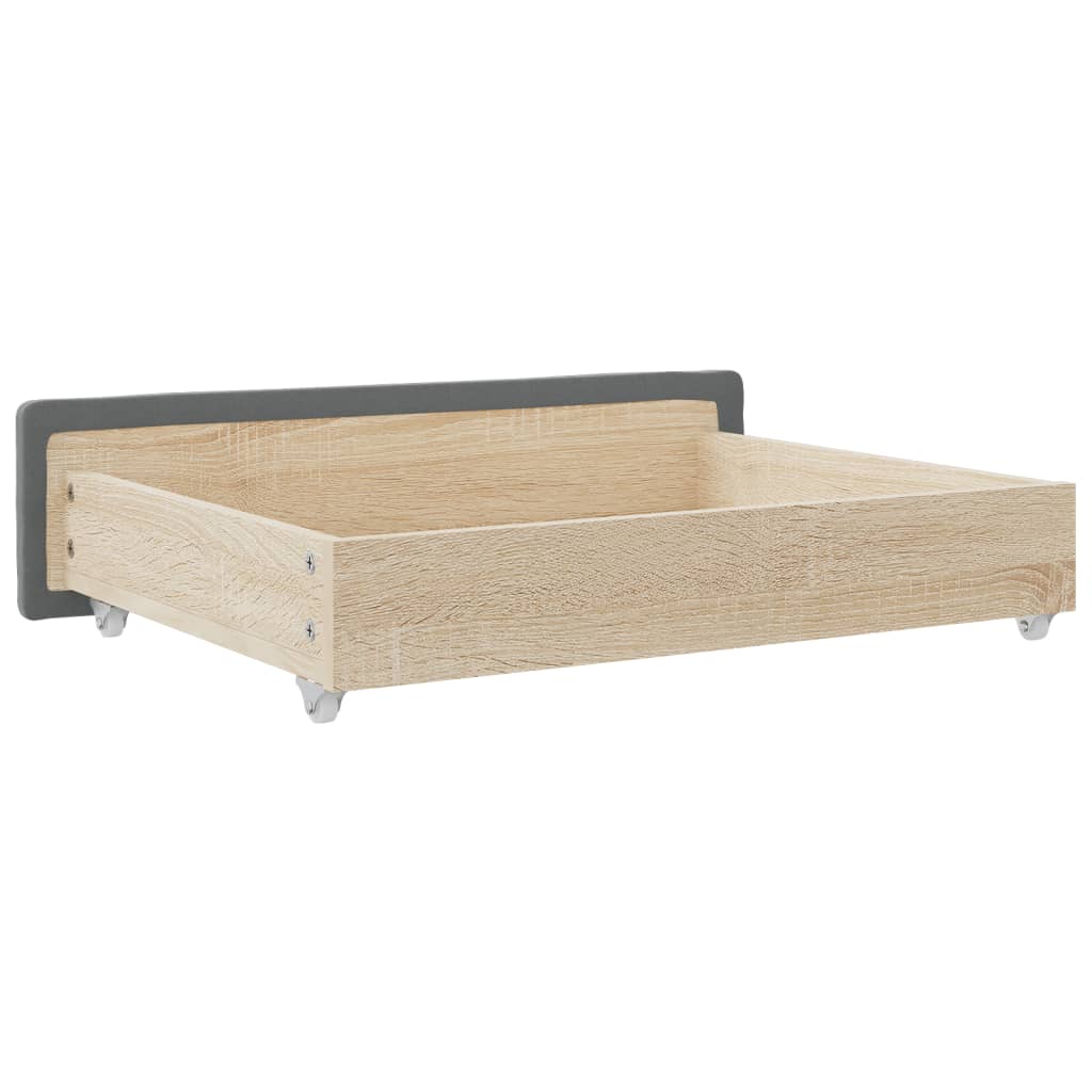 vidaXL Cajones de cama 2 uds madera de ingeniería y tela gris oscuro