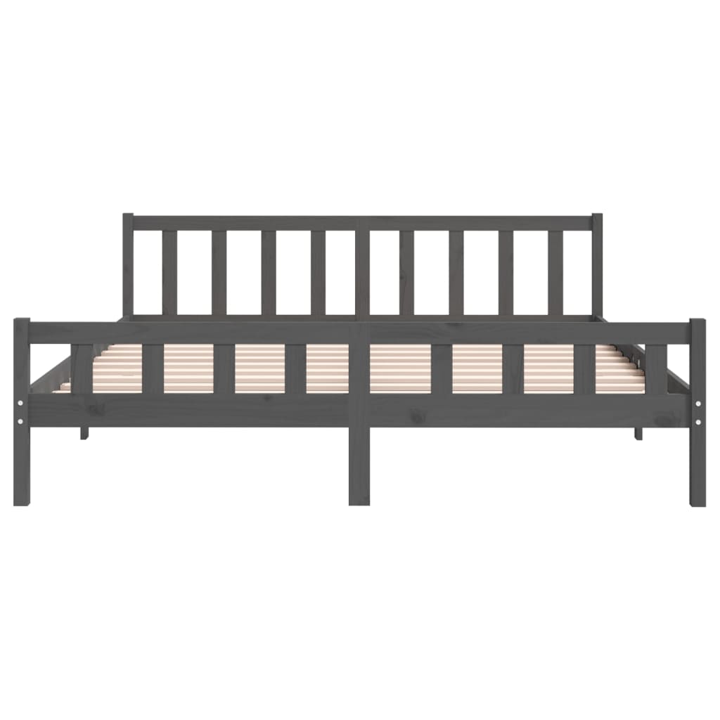 vidaXL Estructura de cama de madera maciza gris 160x200 cm