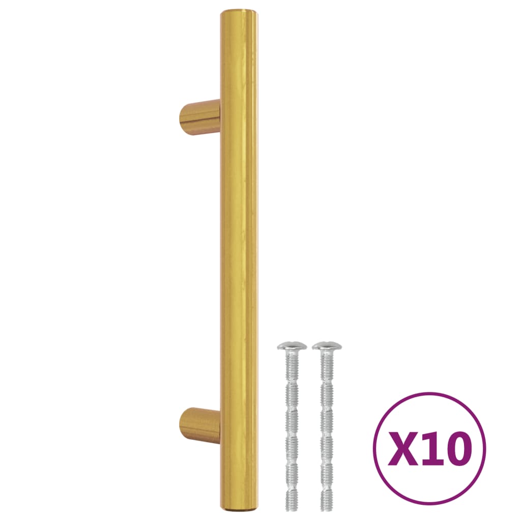 vidaXL Tiradores para armarios 10 uds acero inoxidable dorado 96 mm