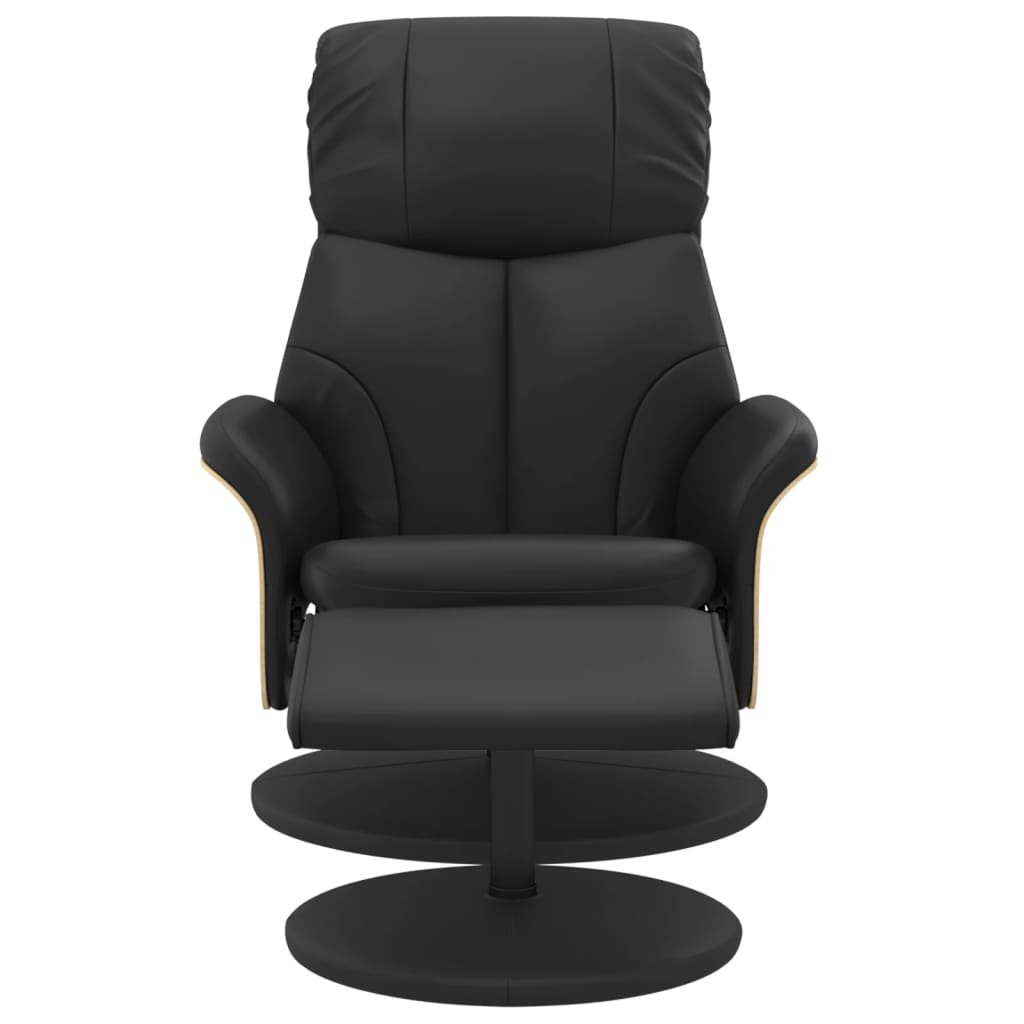 vidaXL Sillón reclinable con reposapiés cuero sintético negro