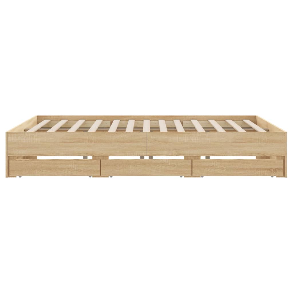 vidaXL Cama con cajones madera ingeniería roble Sonoma 180x200 cm