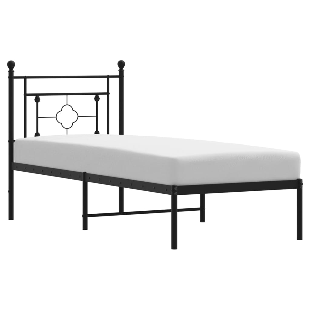 vidaXL Estructura cama sin colchón con cabecero metal negro 80x200 cm