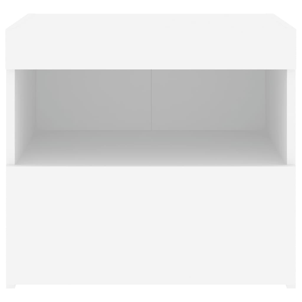 vidaXL Mesitas de noche con luces LED 2 unidades blanco 50x40x45 cm