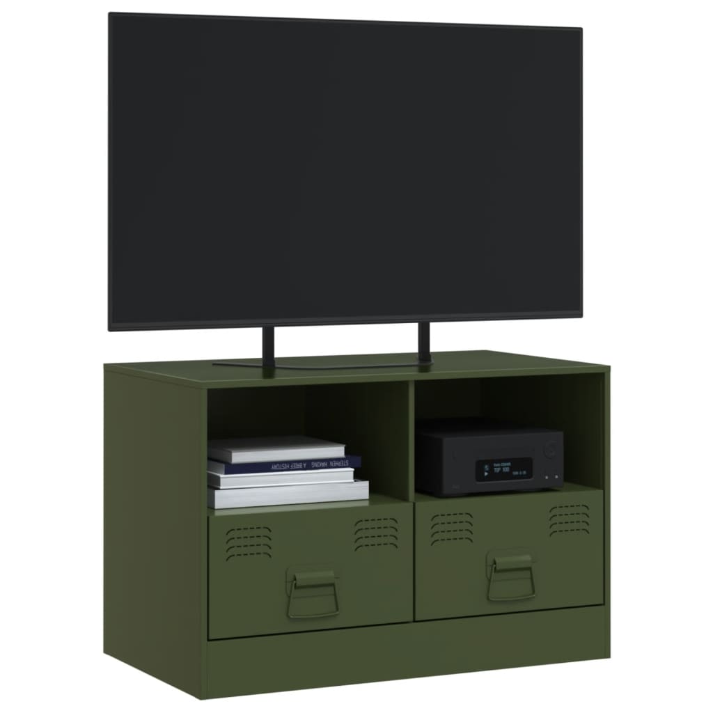 vidaXL Mueble para TV de acero verde oliva 67x39x44 cm