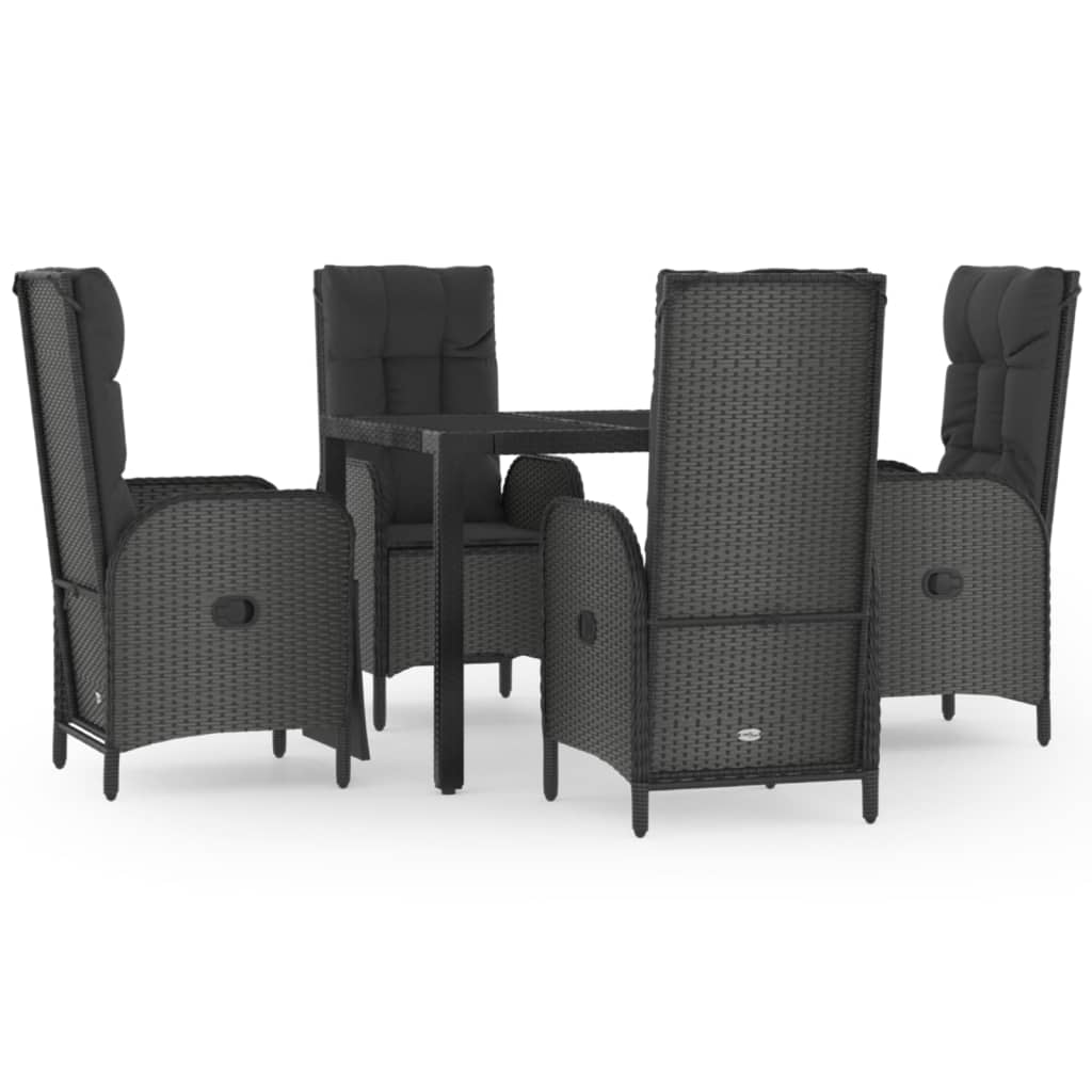 vidaXL Set de muebles jardín 5 pzas con cojines ratán sintético negro