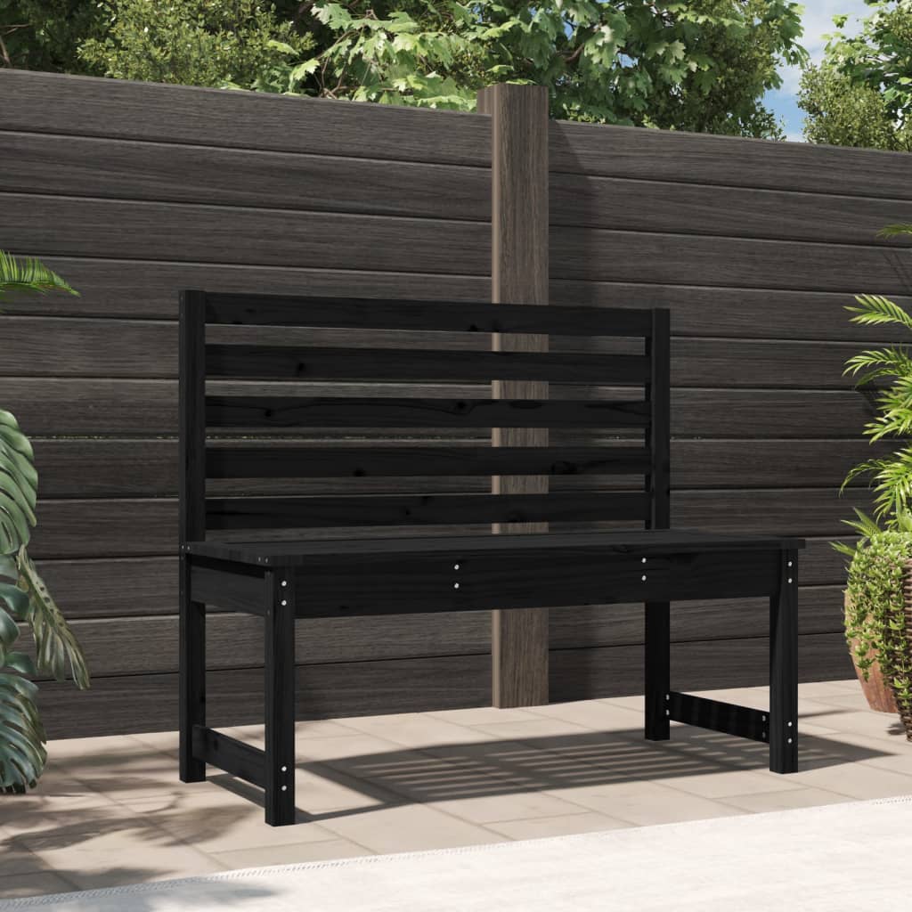 vidaXL Banco de jardín madera maciza pino negro 109 cm