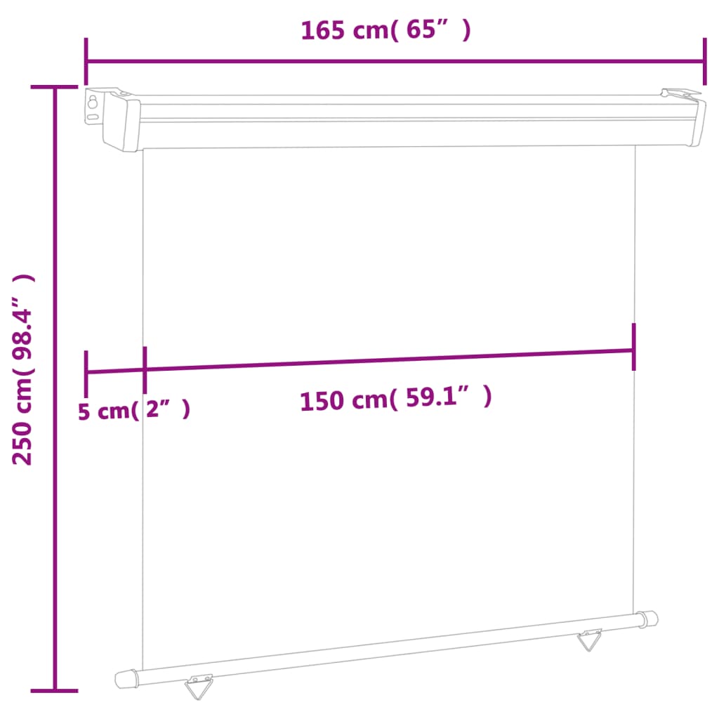 vidaXL Toldo lateral de balcón gris 165x250 cm