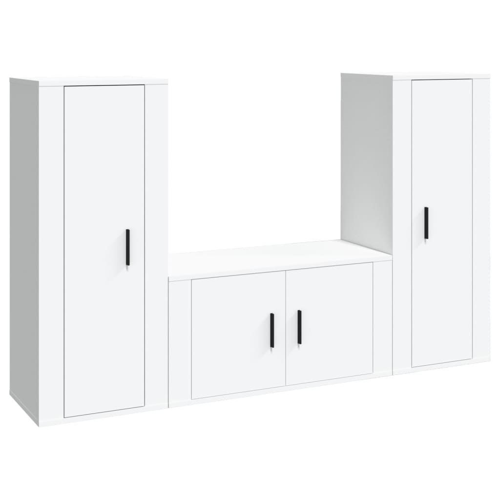 vidaXL Set de muebles de TV 3 piezas madera contrachapada blanco