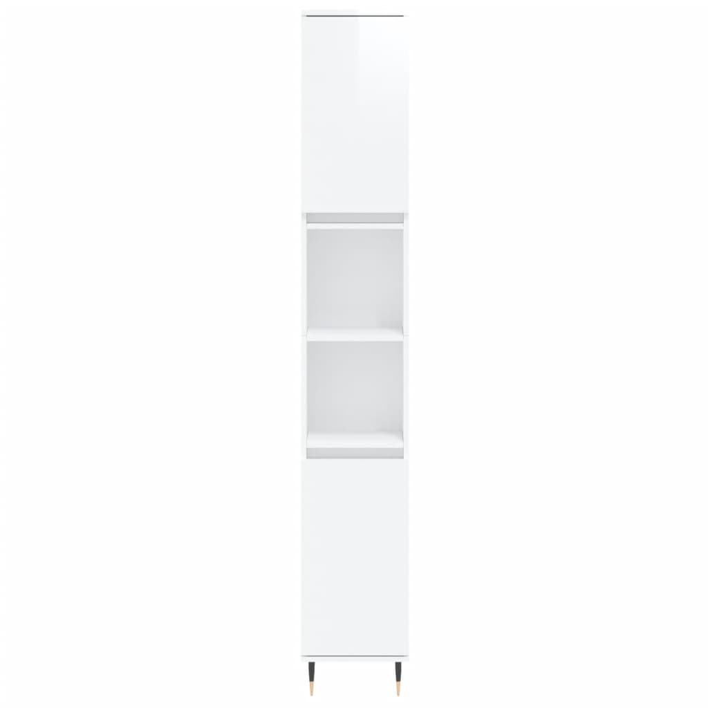 vidaXL Set muebles de baño 3 piezas madera contrachapada blanco brillo