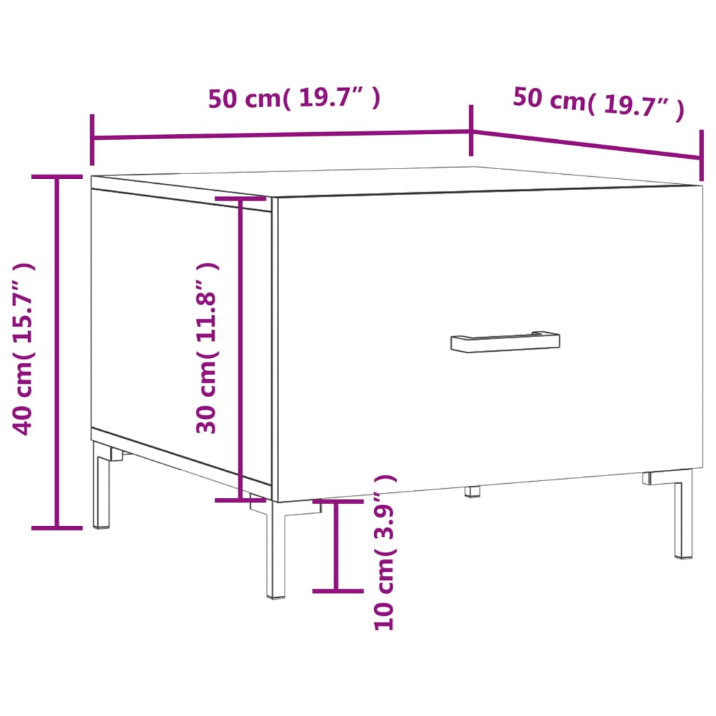 vidaXL Mesas de centro 2 uds madera ingeniería gris Sonoma 50x50x40 cm