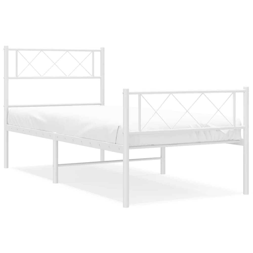 vidaXL Estructura cama sin colchón con estribo metal blanco 90x200 cm