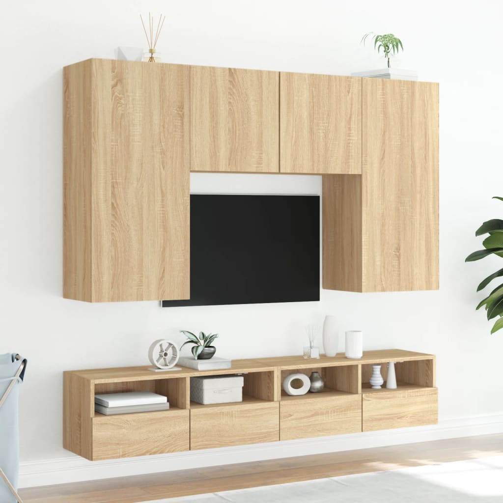 vidaXL Muebles de pared para TV 2 uds madera roble Sonoma 80x30x30 cm