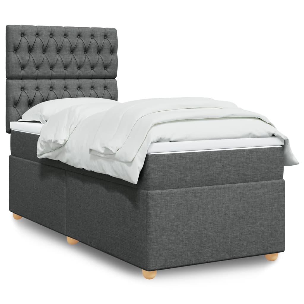 vidaXL Cama box spring con colchón tela gris oscuro 80x200 cm