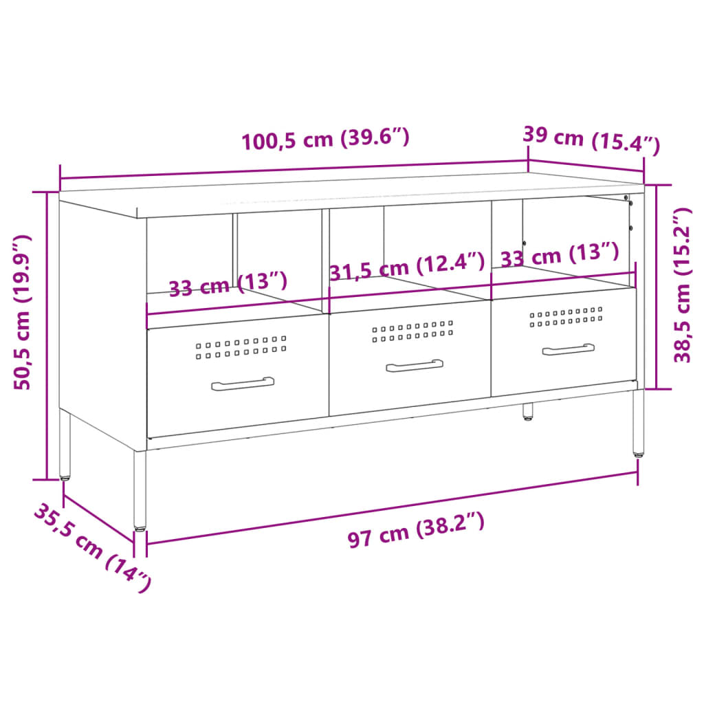 vidaXL Mueble para TV acero amarillo mostaza 100,5x39x50,5 cm