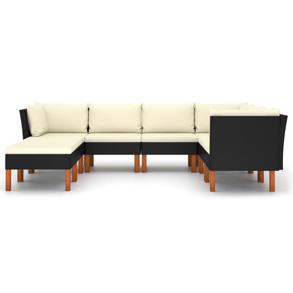 vidaXL Set de muebles de jardín 8 pzas cojines ratán sintético negro